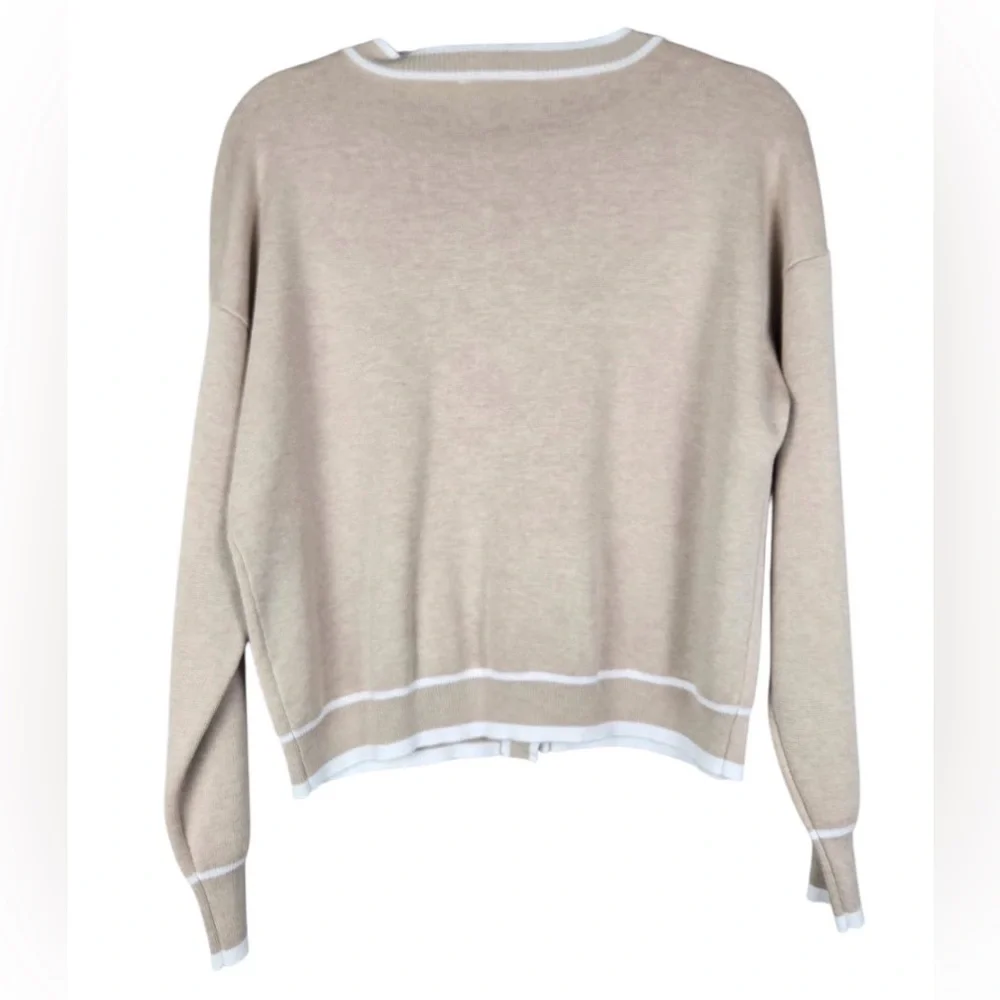 Cyrus Women's Beige Cardigan with White Trim💕 - Picture 2 of 5